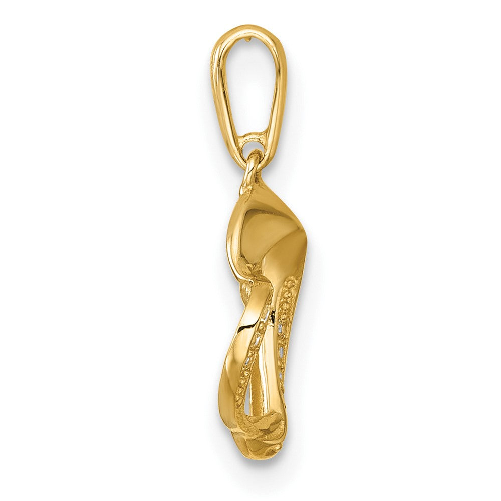 14K Yellow Gold Polished CZ Fancy Open Heart Pendant