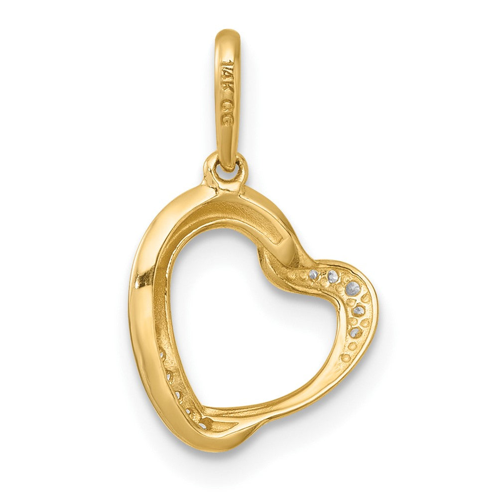14K Yellow Gold Polished CZ Fancy Open Heart Pendant