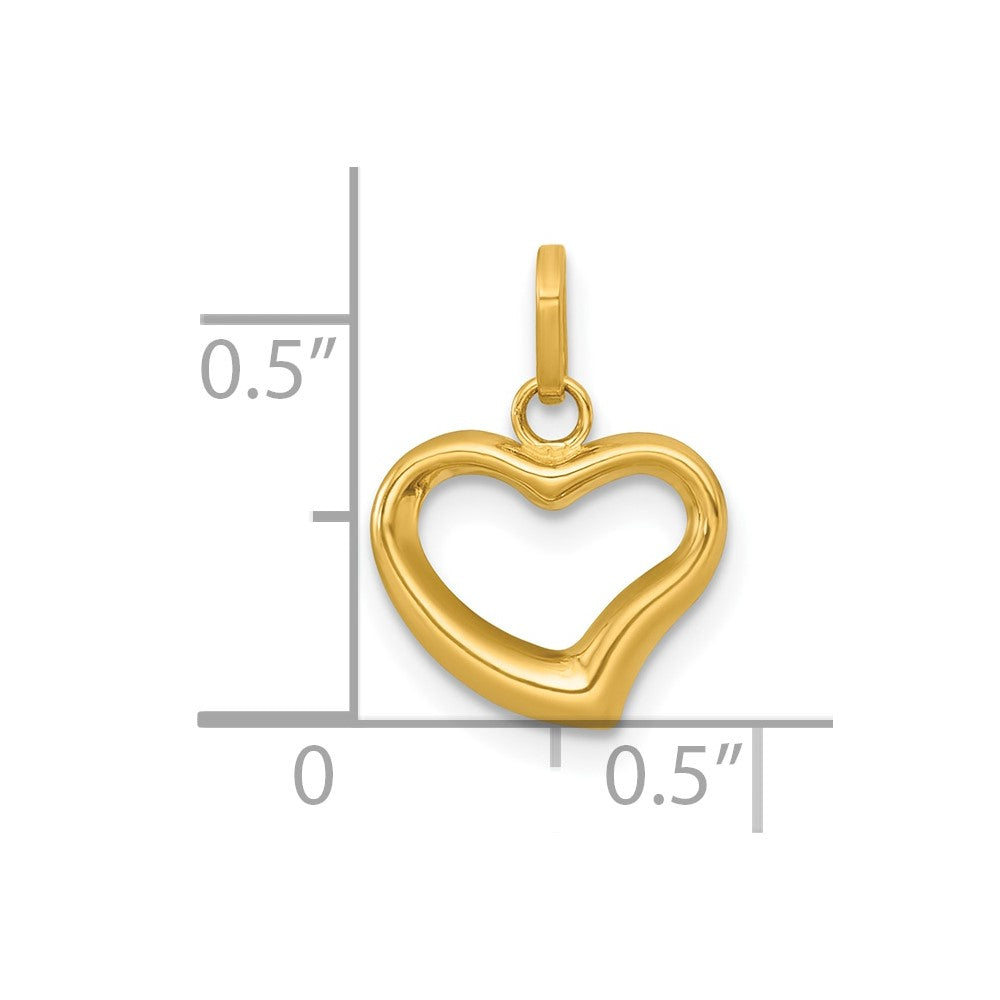 14K Yellow Gold Polished Open Heart Charm Pendant