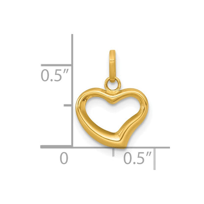 14K Yellow Gold Polished Open Heart Charm Pendant
