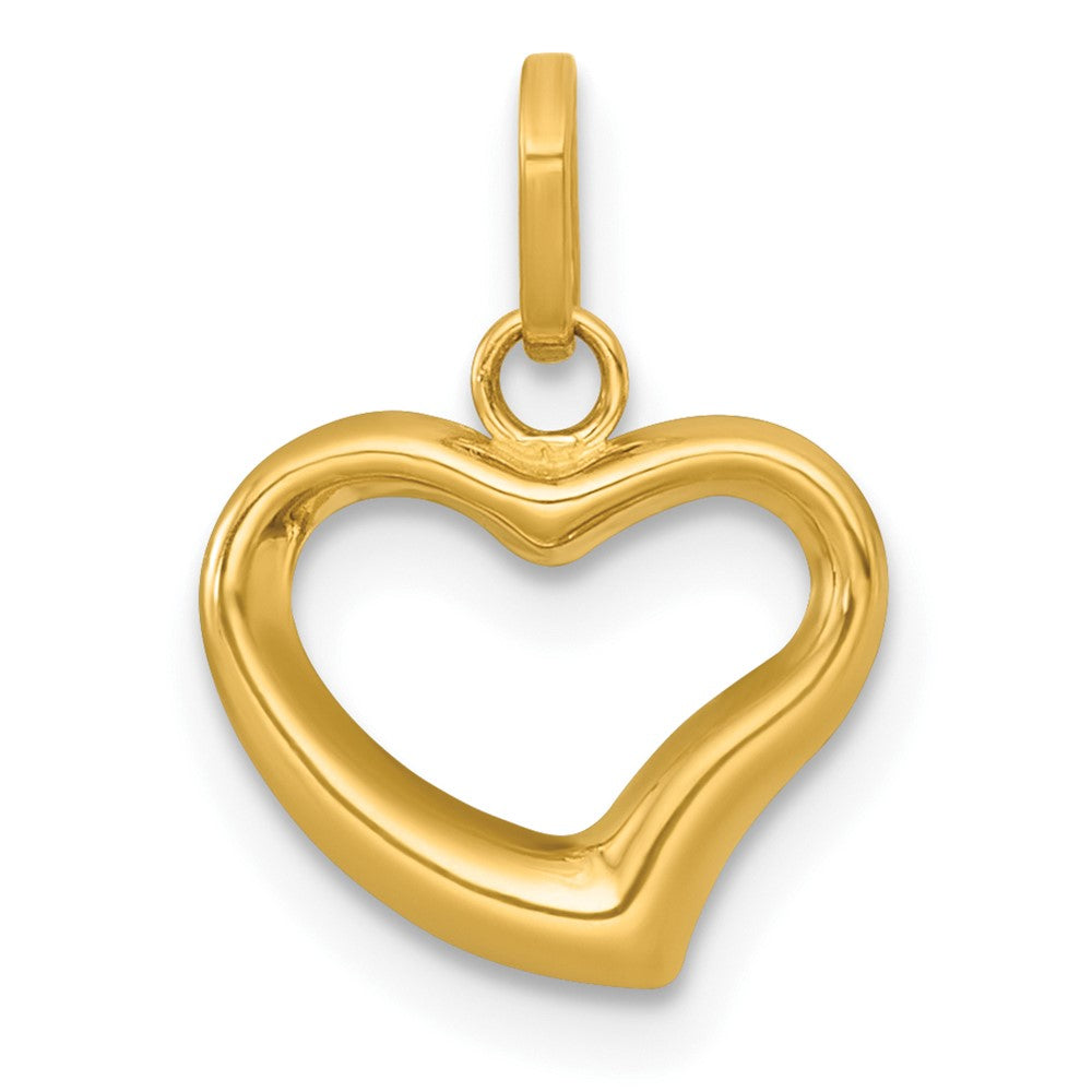 14K Yellow Gold Polished Open Heart Charm Pendant