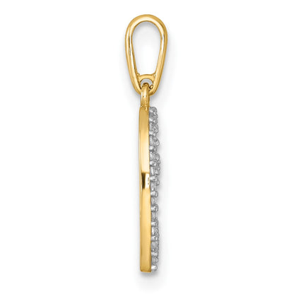 14K Yellow Gold Polished CZ Open Heart Pendant