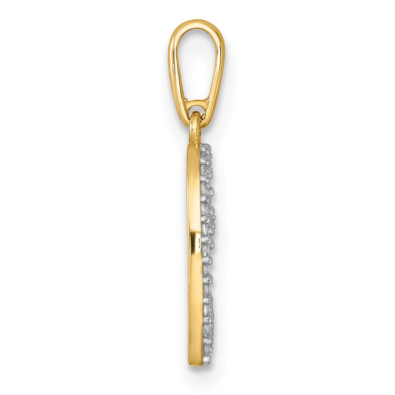 14K Yellow Gold Polished CZ Open Heart Pendant