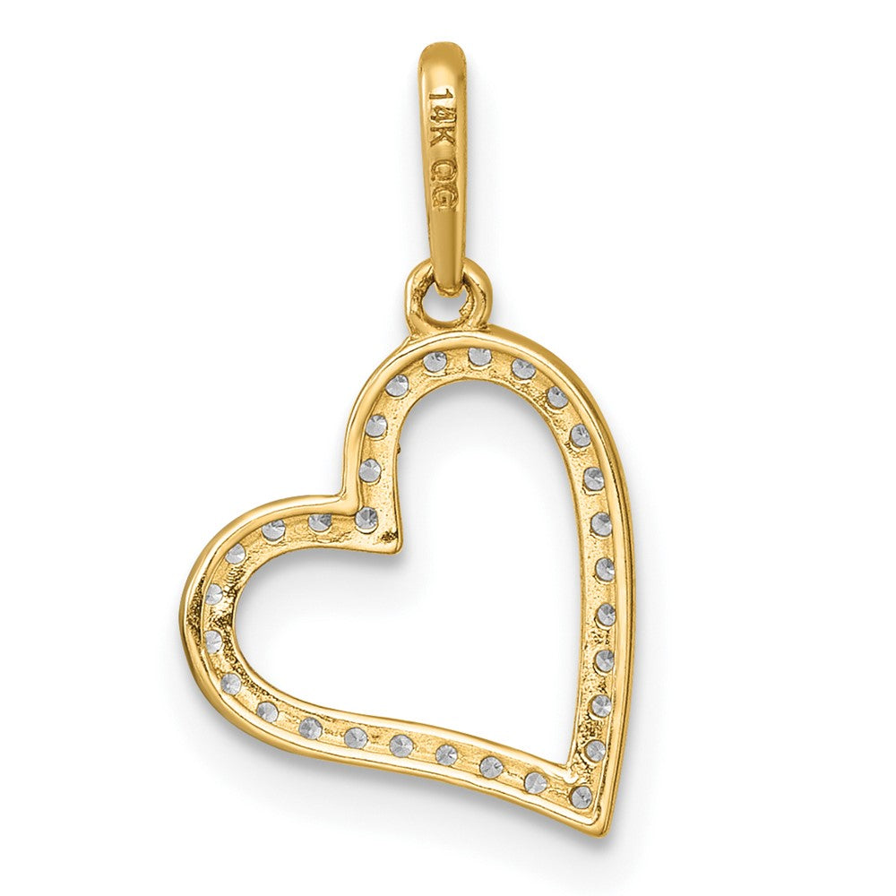 14K Yellow Gold Polished CZ Open Heart Pendant