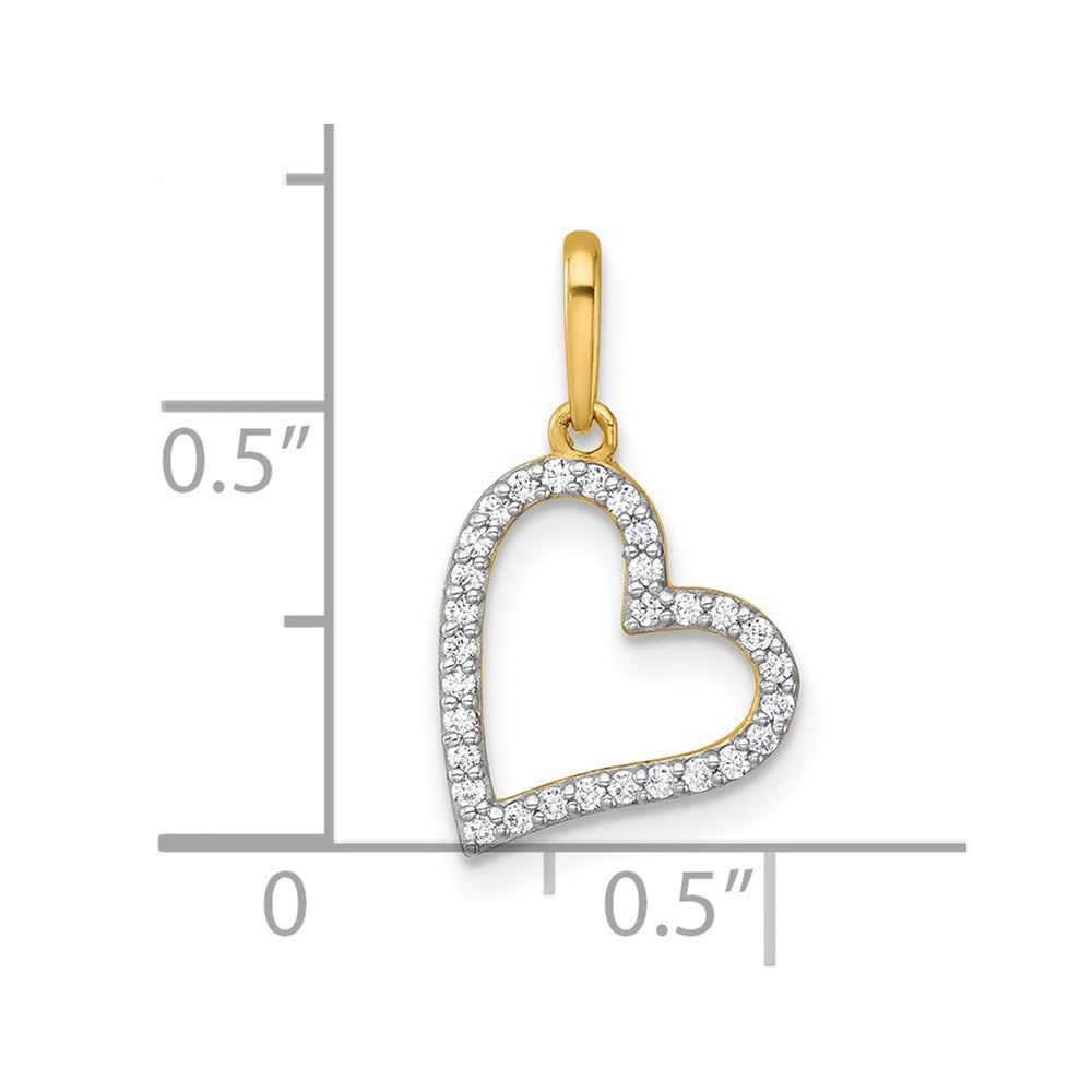 14K Yellow Gold Polished CZ Open Heart Pendant