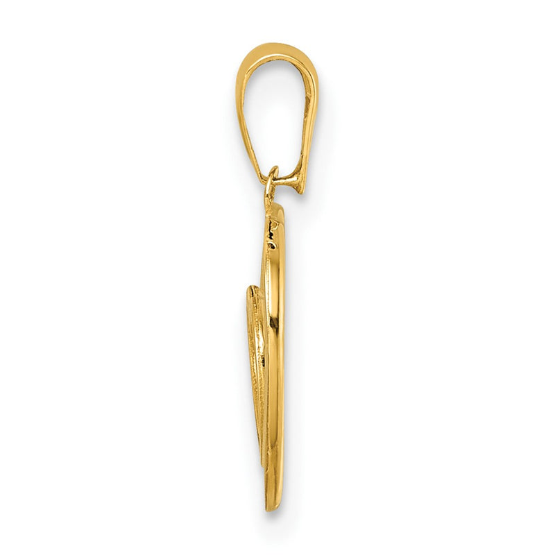 14K Yellow Gold Polished Double Heart Pendant