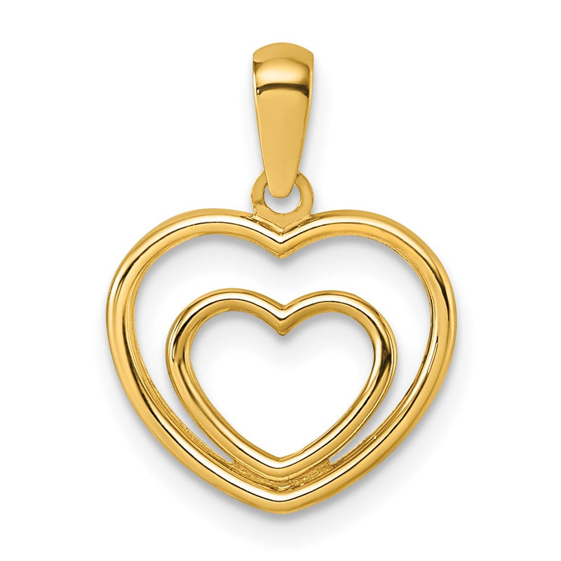 14K Yellow Gold Polished Double Heart Pendant