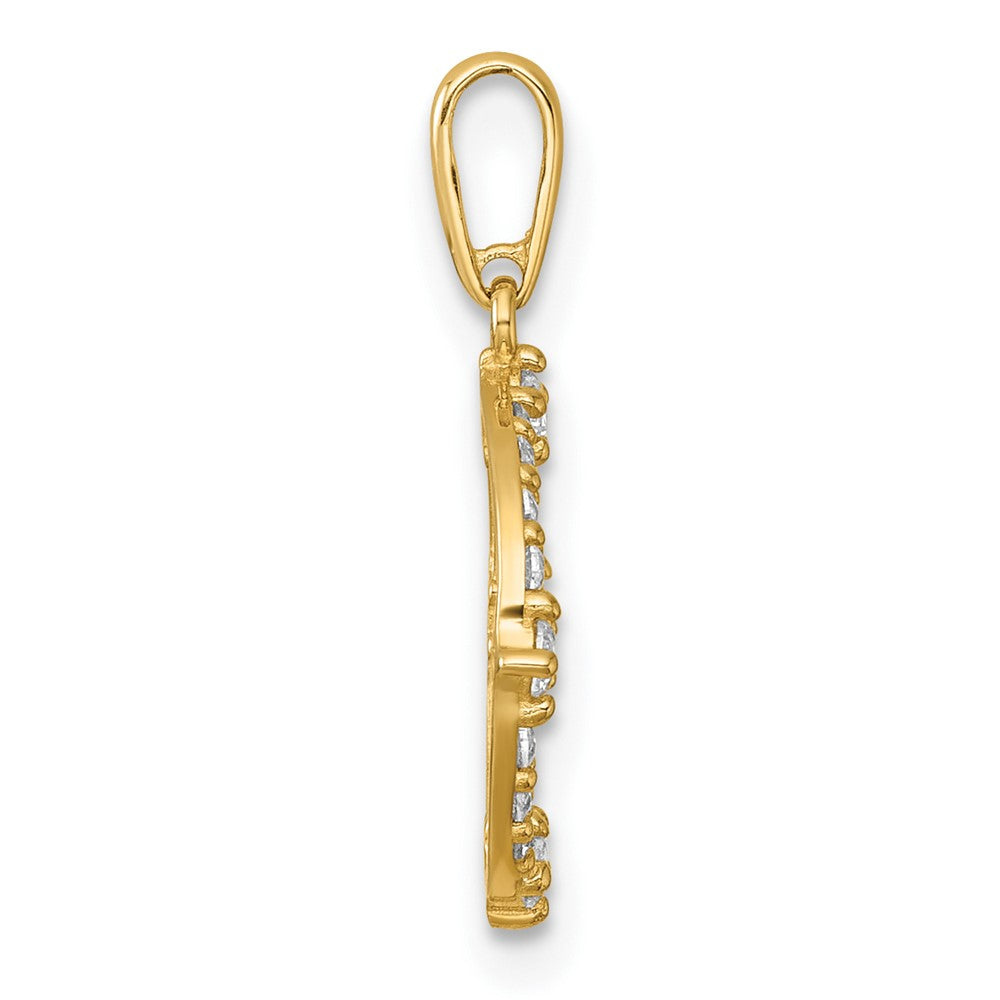14K Yellow Gold Polished CZ Circle Pendant