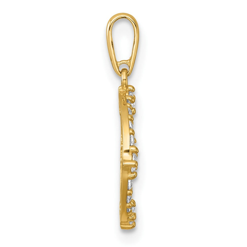 14K Yellow Gold Polished CZ Circle Pendant