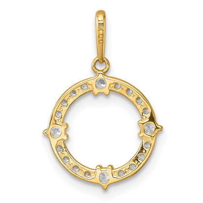 14K Yellow Gold Polished CZ Circle Pendant