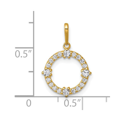 14K Yellow Gold Polished CZ Circle Pendant