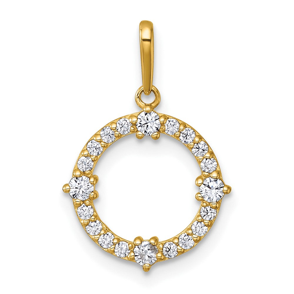 14K Yellow Gold Polished CZ Circle Pendant