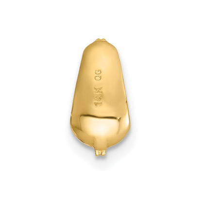 14K Yellow Gold Polished CZ Domed Teardrop Chain Slide