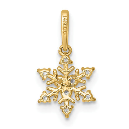 14K Yellow Gold Polished CZ Snowflake Pendant