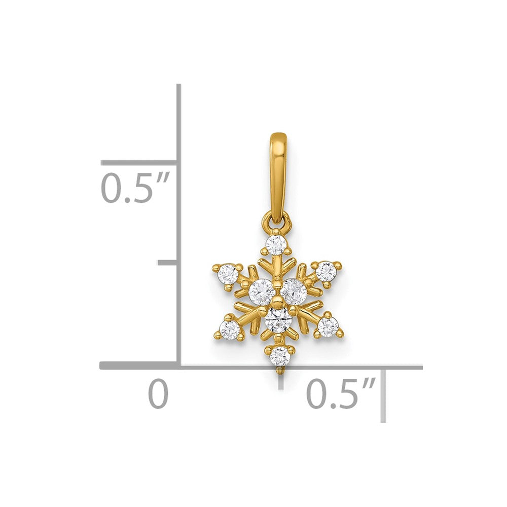 14K Yellow Gold Polished CZ Snowflake Pendant
