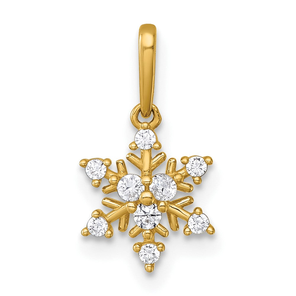 14K Yellow Gold Polished CZ Snowflake Pendant