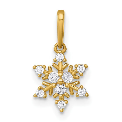 14K Yellow Gold Polished CZ Snowflake Pendant