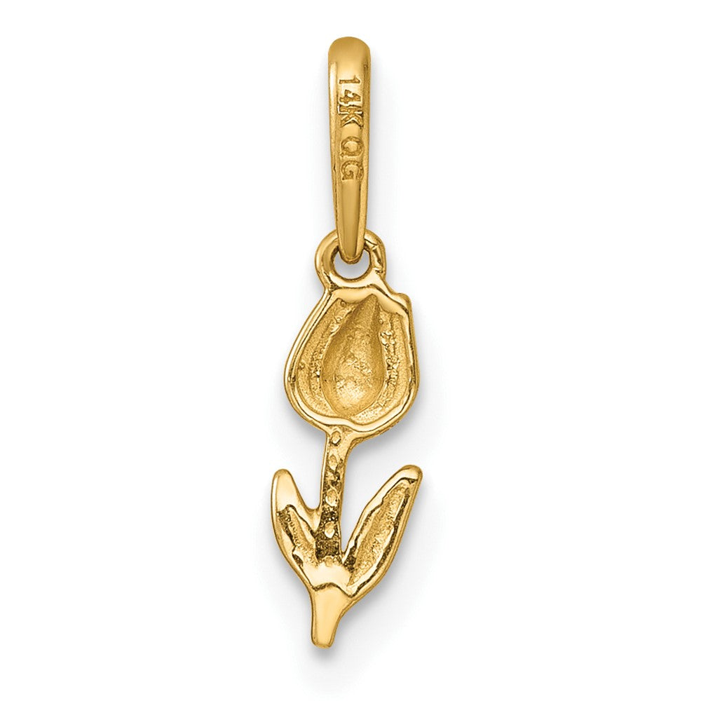 14K Yellow Gold Polished and Diamond-Cut Tulip Pendant