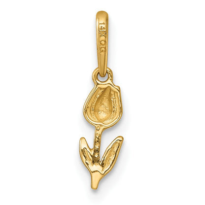 14K Yellow Gold Polished and Diamond-Cut Tulip Pendant
