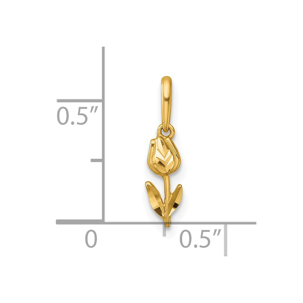 14K Yellow Gold Polished and Diamond-Cut Tulip Pendant