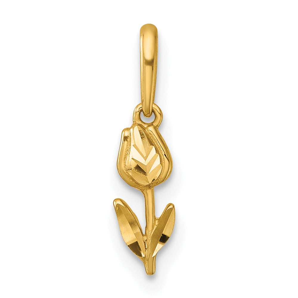 14K Yellow Gold Polished and Diamond-Cut Tulip Pendant