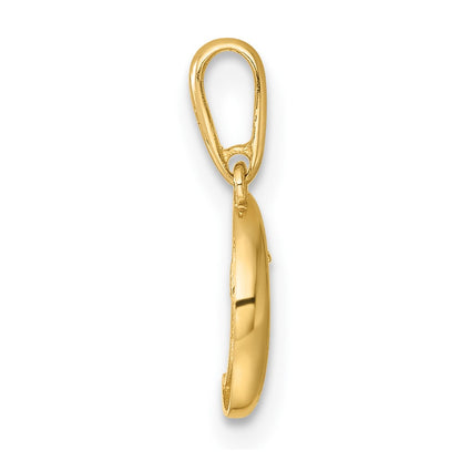 14K Yellow Gold Polished CZ Moon Pendant