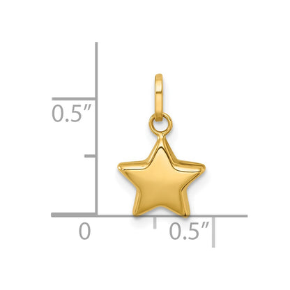 14K Yellow Gold Polished 3D Star Charm Pendant