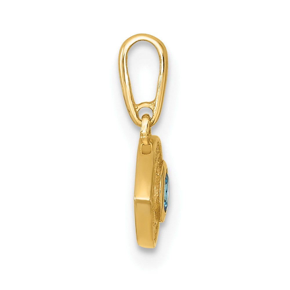 14K Yellow Gold Polished CZ Evil Eye Pendant