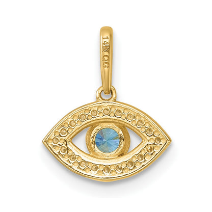 14K Yellow Gold Polished CZ Evil Eye Pendant