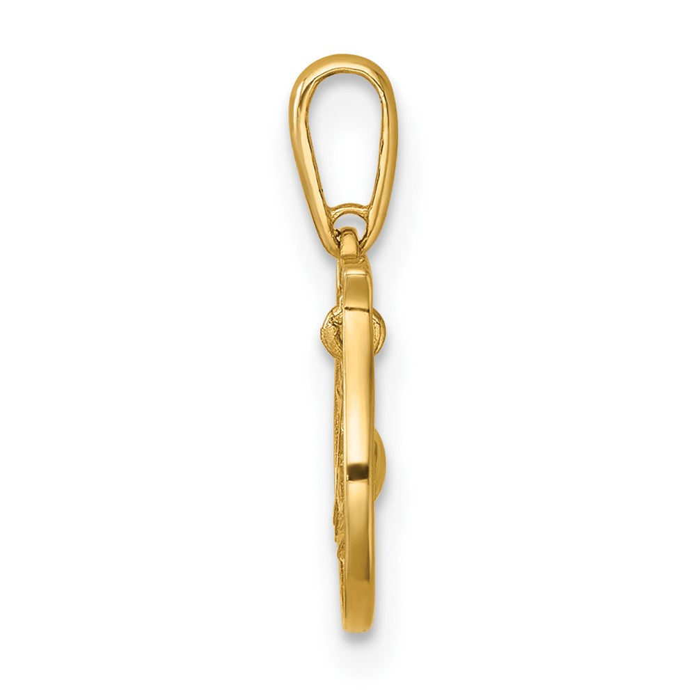 14K Yellow Gold Polished Fish Bowl with Dangling Fish Pendant