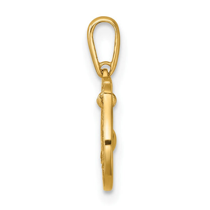 14K Yellow Gold Polished Fish Bowl with Dangling Fish Pendant
