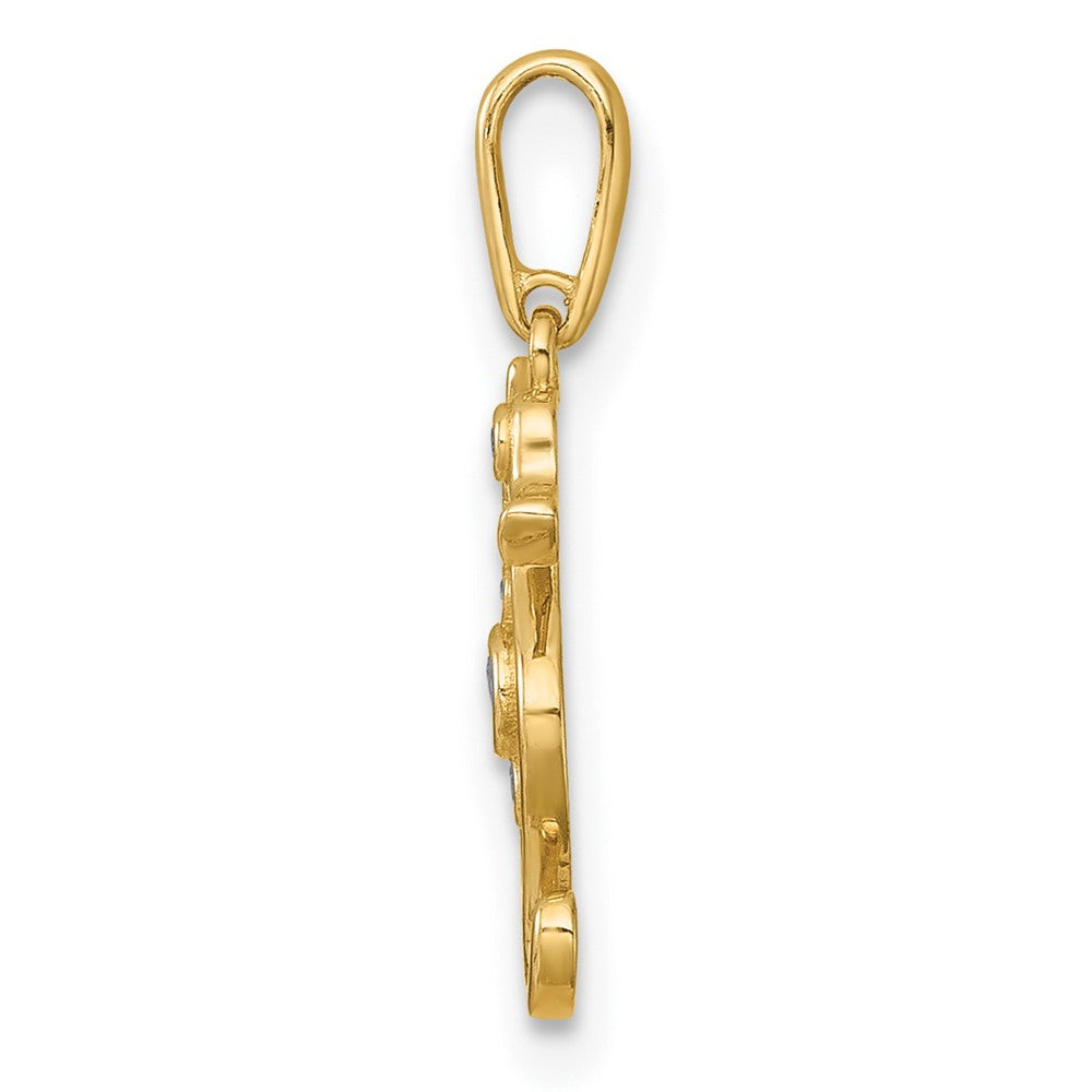 14K Yellow Gold Polished CZ Seahorse Pendant
