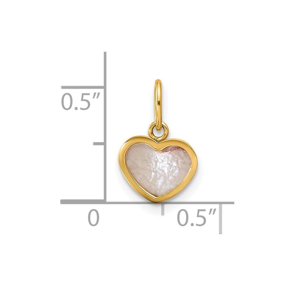 14K Yellow Gold Polished Mother of Pearl Heart Pendant