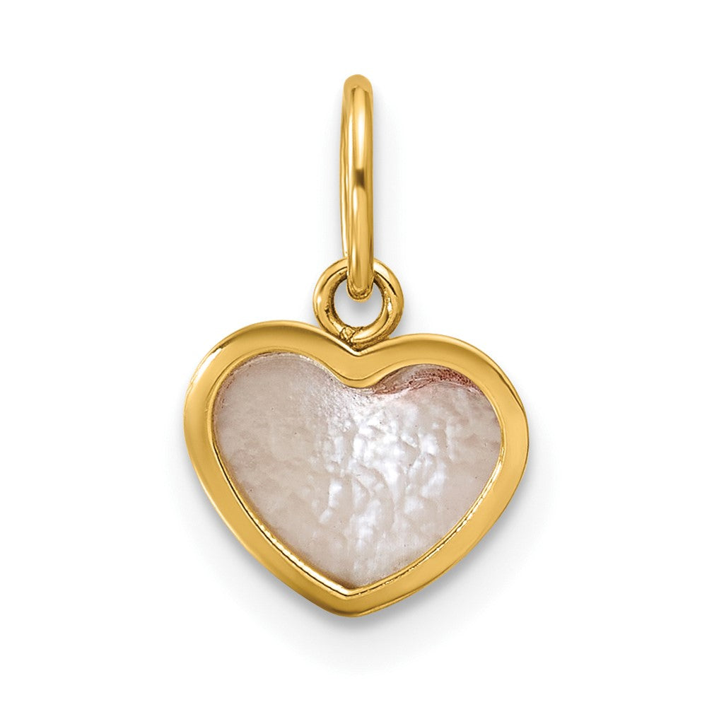 14K Yellow Gold Polished Mother of Pearl Heart Pendant