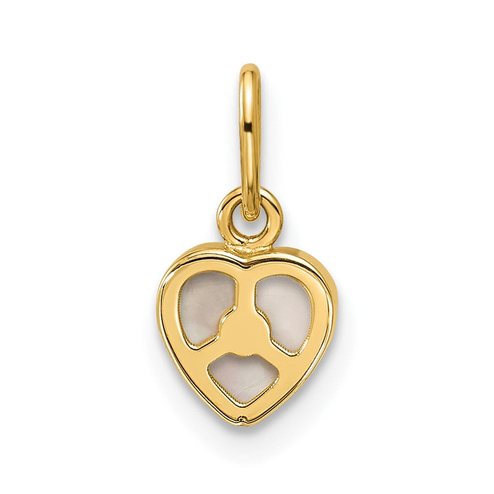 14K Yellow Gold Polished Mother of Pearl Heart Pendant