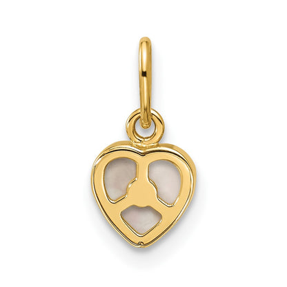 14K Yellow Gold Polished Mother of Pearl Heart Pendant