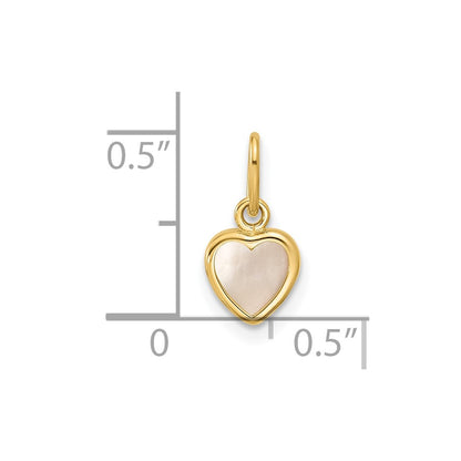 14K Yellow Gold Polished Mother of Pearl Heart Pendant