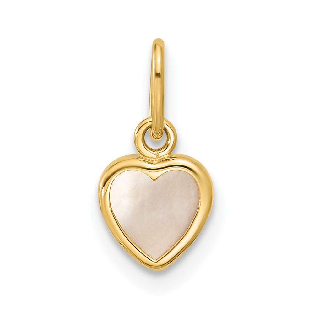 14K Yellow Gold Polished Mother of Pearl Heart Pendant