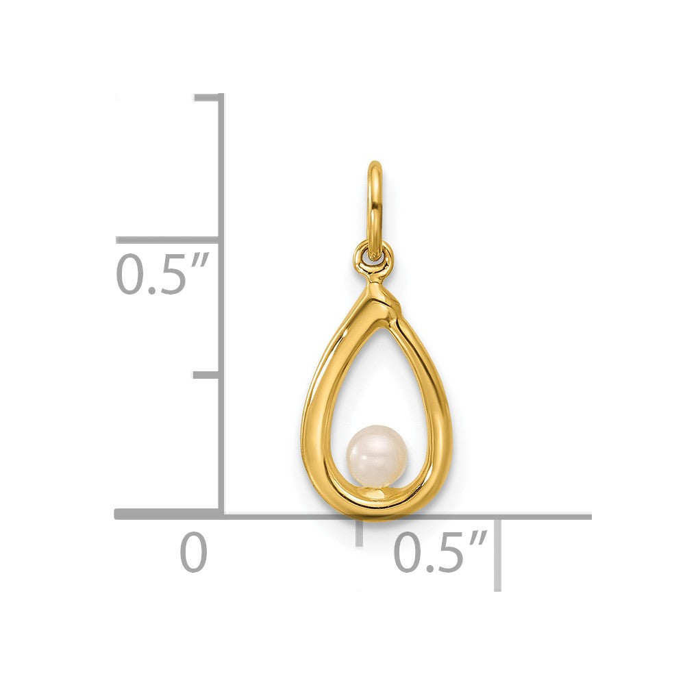 14K Yellow Gold Polished Freshwater Cultured Pearl Teardrop Pendant