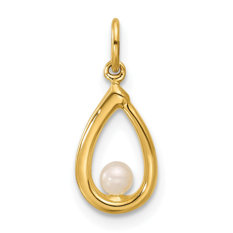14K Yellow Gold Polished Freshwater Cultured Pearl Teardrop Pendant