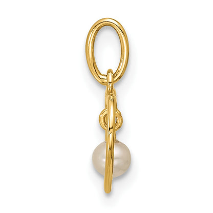 14K Yellow Gold Polished Freshwater Pearl Heart Pendant