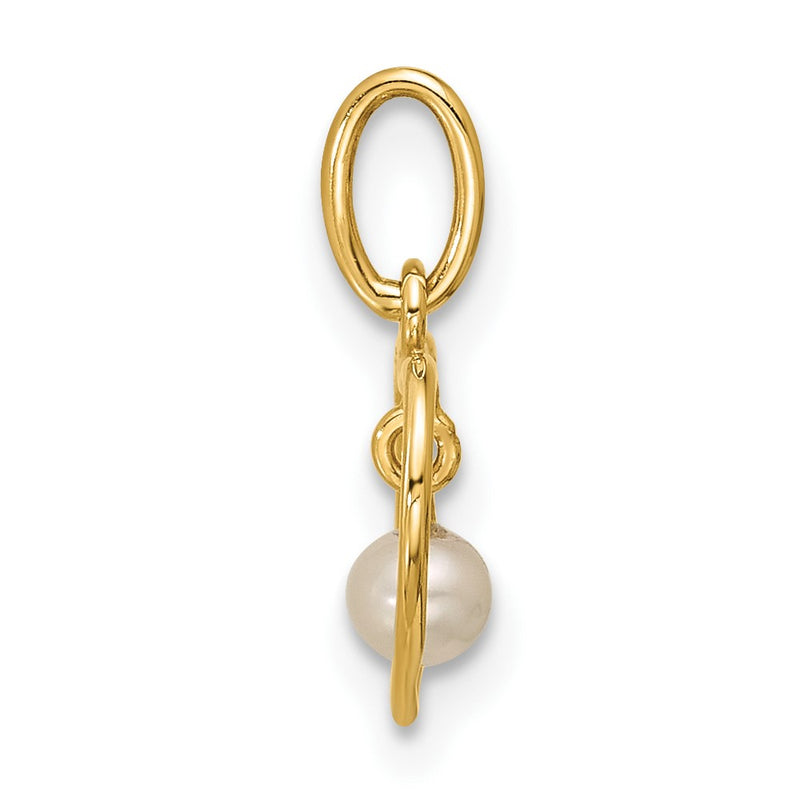 14K Yellow Gold Polished Freshwater Pearl Heart Pendant