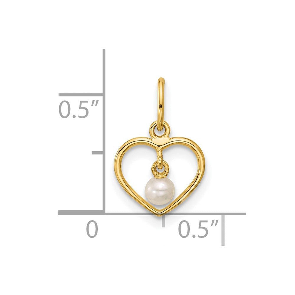 14K Yellow Gold Polished Freshwater Pearl Heart Pendant