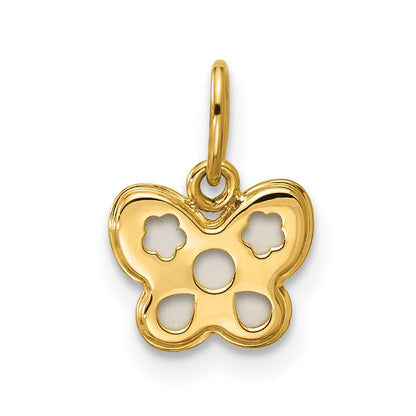 14K Yellow Gold Polished Mother of Pearl Butterfly Pendant