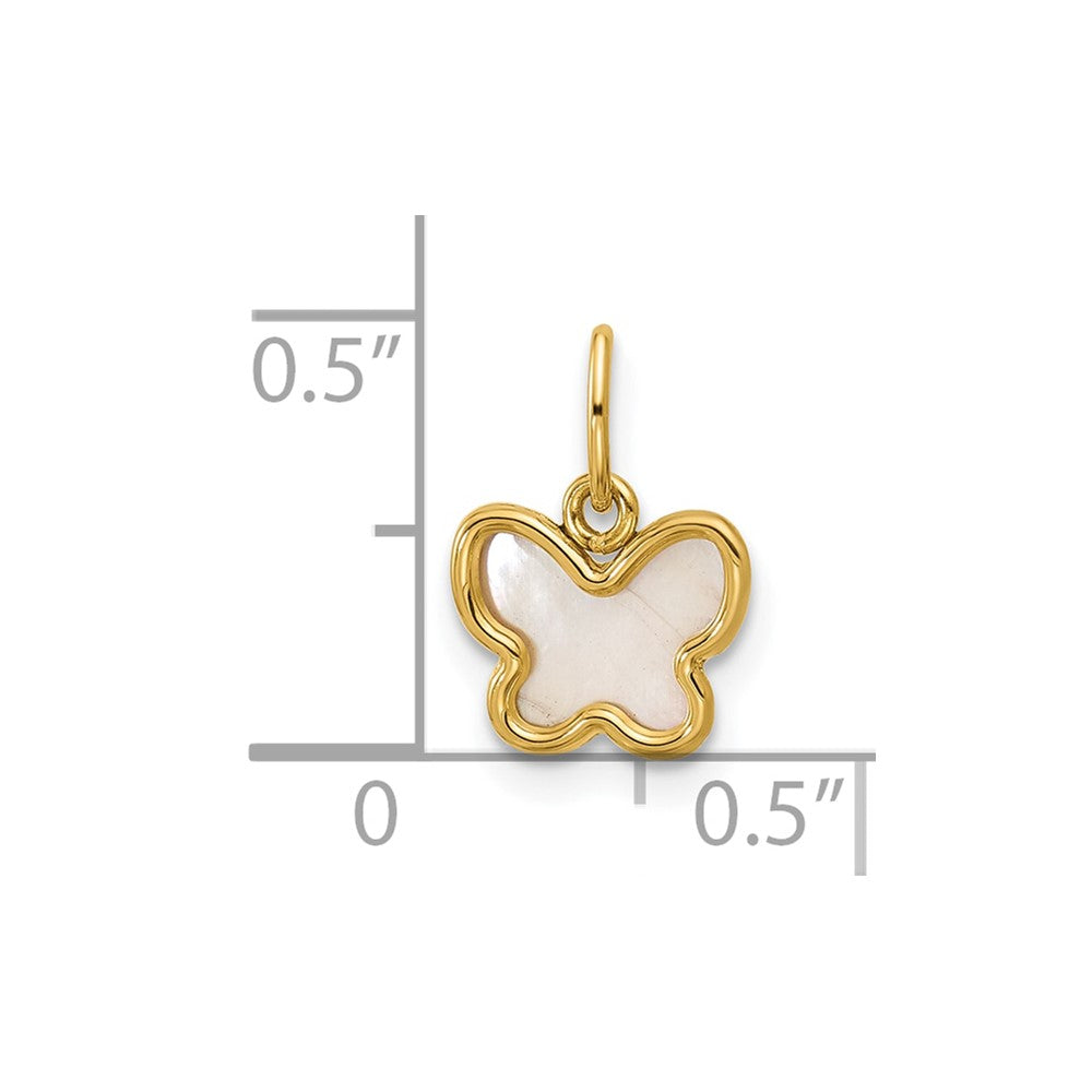 14K Yellow Gold Polished Mother of Pearl Butterfly Pendant