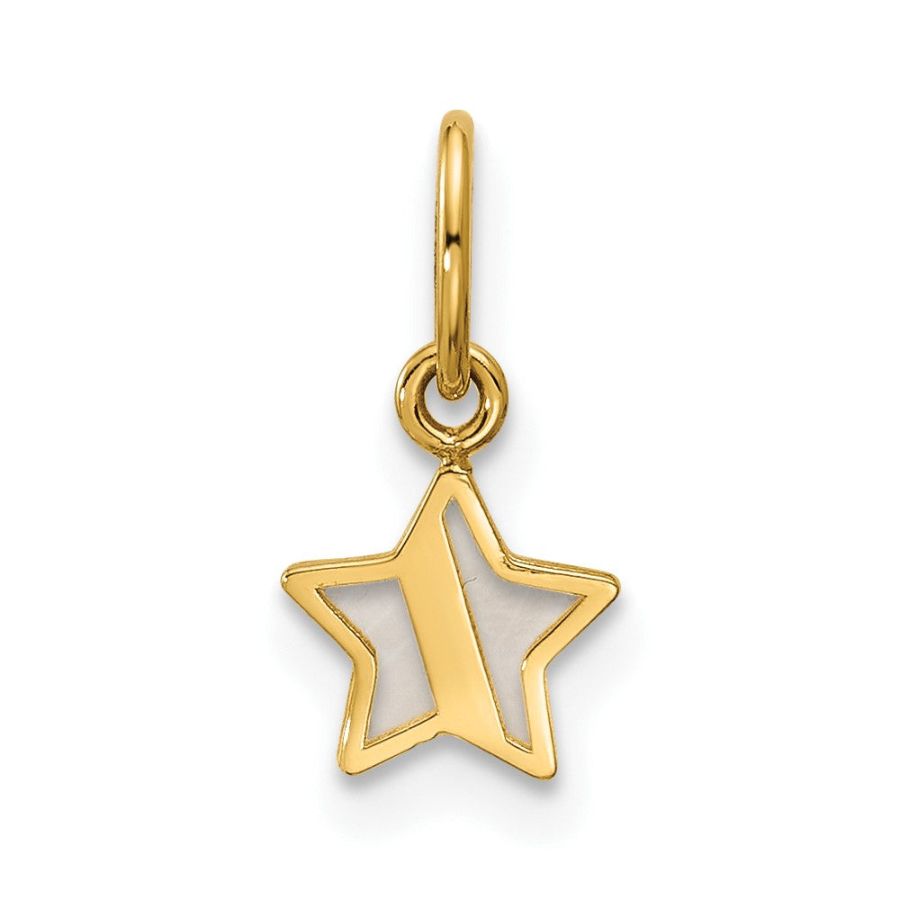 14K Yellow Gold Polished Mother of Pearl Star Pendant
