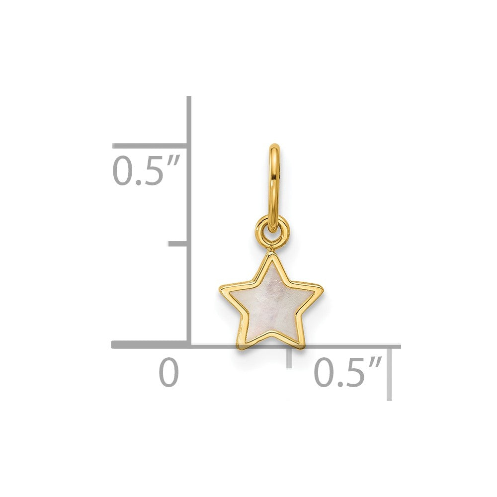 14K Yellow Gold Polished Mother of Pearl Star Pendant