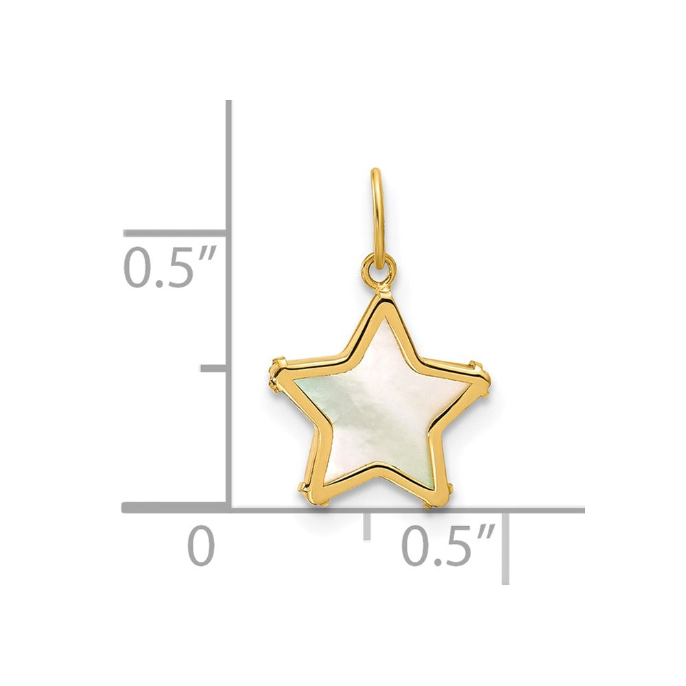 14K Yellow Gold Polished Mother of Pearl Star Pendant