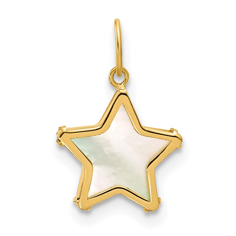 14K Yellow Gold Polished Mother of Pearl Star Pendant