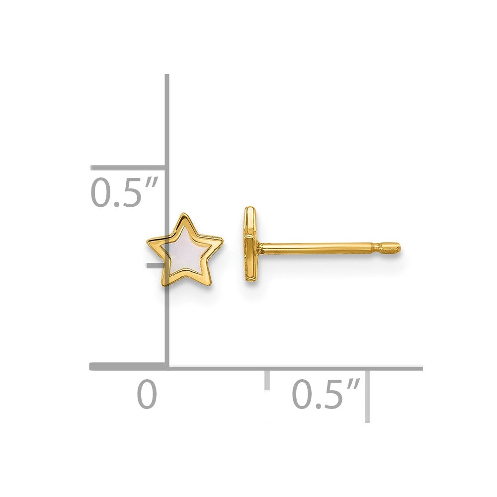14K Yellow Gold Polished Mother of Pearl Star Post Earrings